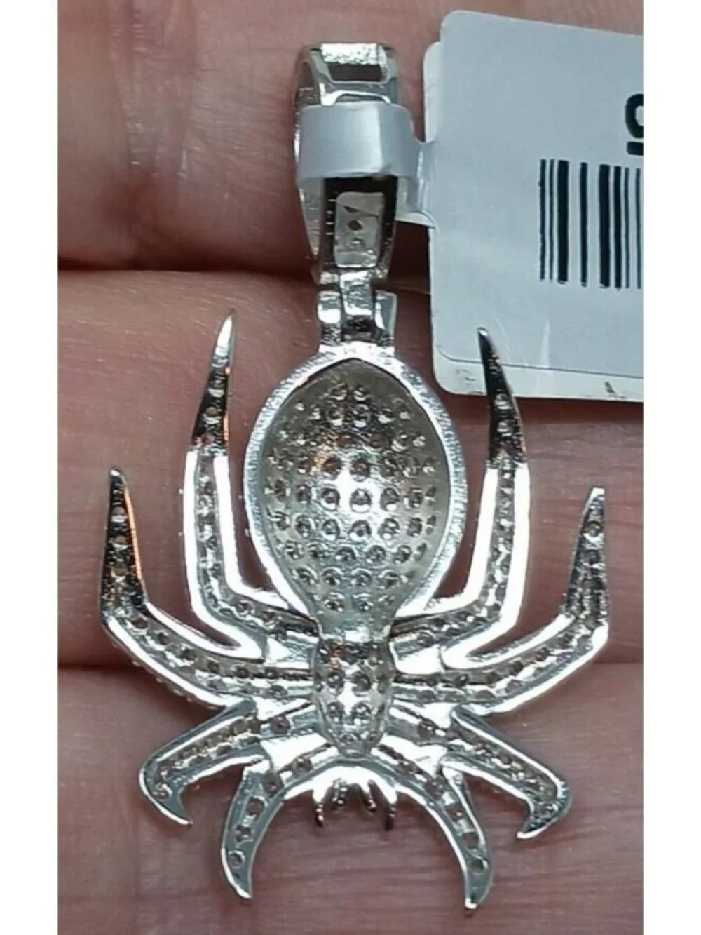 Spider Shaped Pendant Sparkling CZ Stones 925 Sterling Silver Unique Design #G8